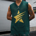 Men's Knitted Vest Summer Fashion Star Pattern Mesh Vest Casual Sleeveless Breathable Woolen Knit Ves Soft Top Men US Size