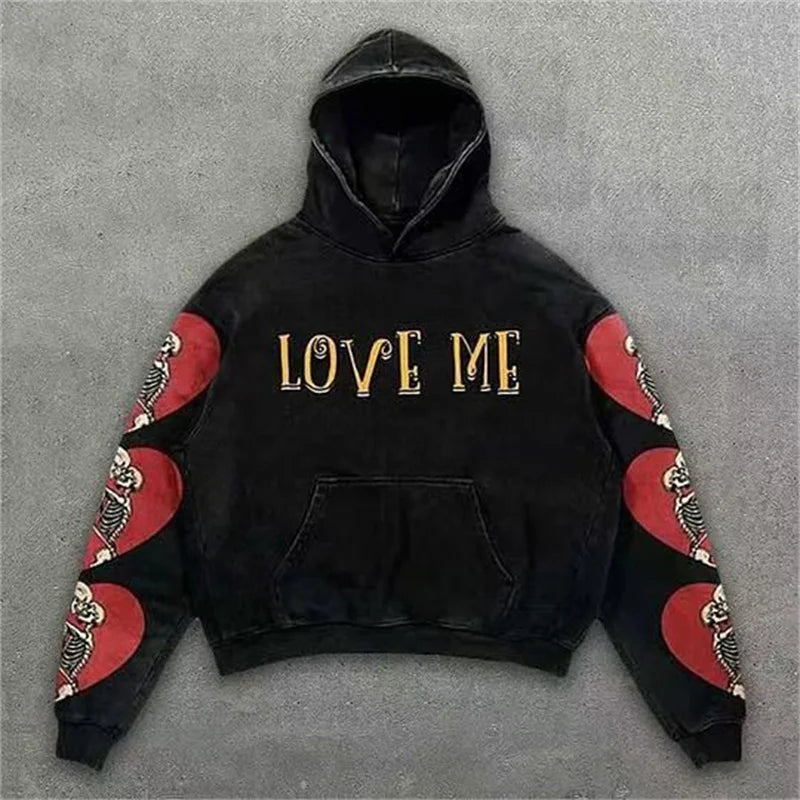 Y2K Cloths Techwear Autumn New Mens Funny Skull 3D Print Tracksuit Men Hoodie Fashion Streetwear Black Skeleton Hoodies For Man