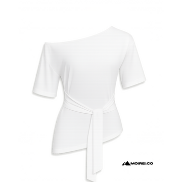 Moire Asym White Slim Tee