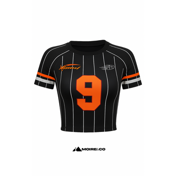 Moire Black Striped Crop Jersey